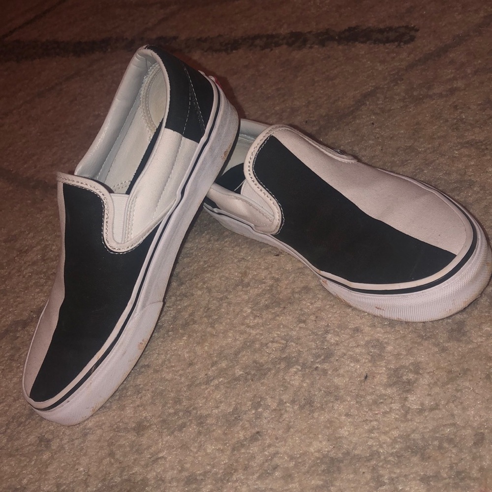 Vans big checkered slip ons